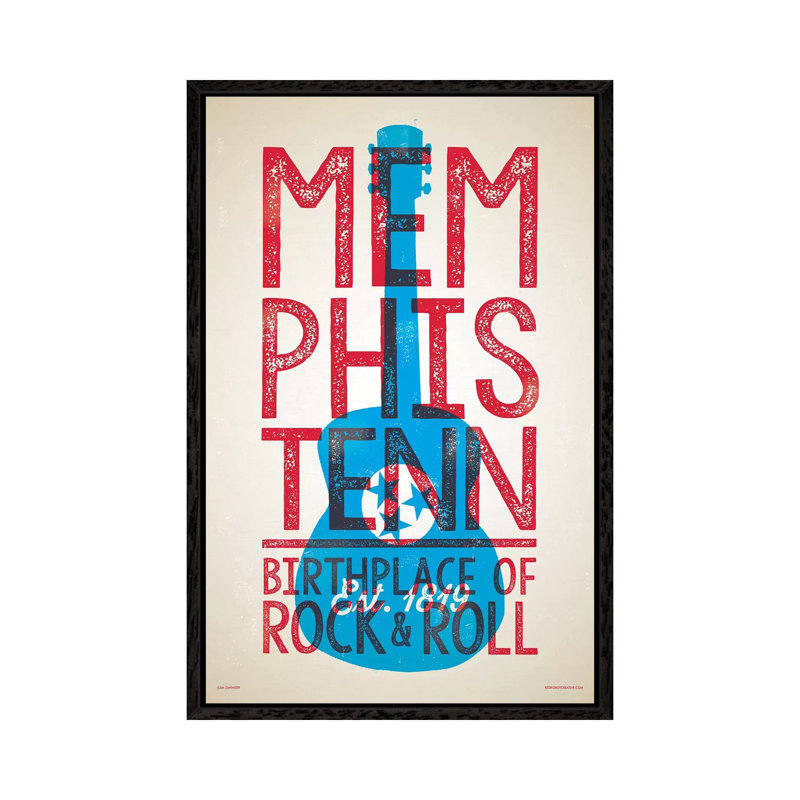Memphis Birthplace Of Rock-n-Roll Letterpress Style by Jim Zahniser - Print on Canvas, 66.04cm H x 45.72cm W x 3.81cm D