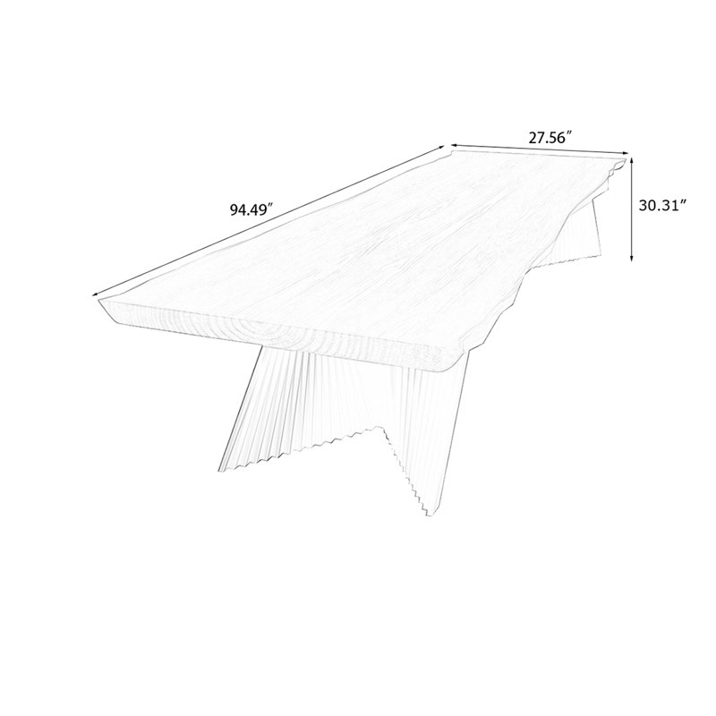 Bureau brun bois de noyer + rectangulaire en bois massif + acier au carbone, 30.31" H x 94.49" W x 27.56" D