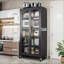 Armoire de rangement 65 po | Métal gris avec portes transparentes, tablettes réglables et amp; Roues | Fabrication en métal | Tablettes réglables