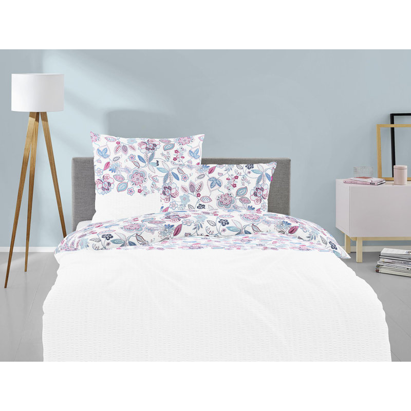 Torneo Duvet Cover Set, Single - 1 Pillowcase (80 x 80 cm), Green/Pink