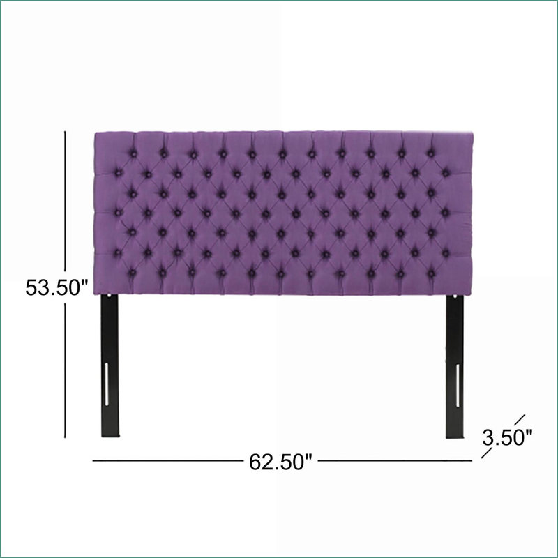 Tête de lit réglable en bois massif pour grand lit avec revêtement capitonné & amp; Pieds en métal, boutons modernes pour la chambre à coucher