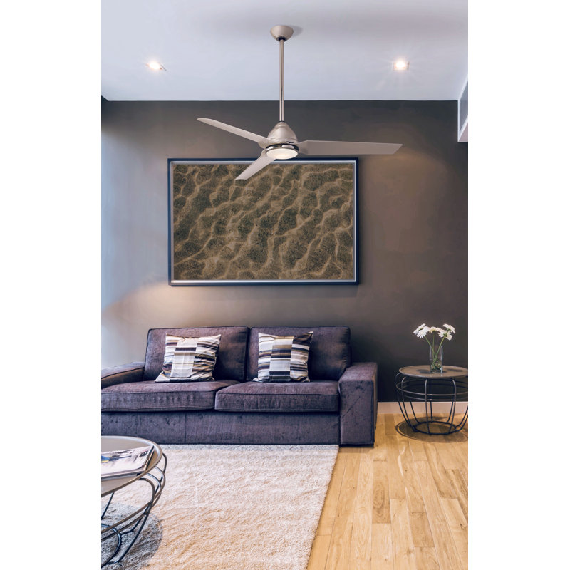 54" Brushed Nickel Silver Blade LED Ceiling Fan with Remote