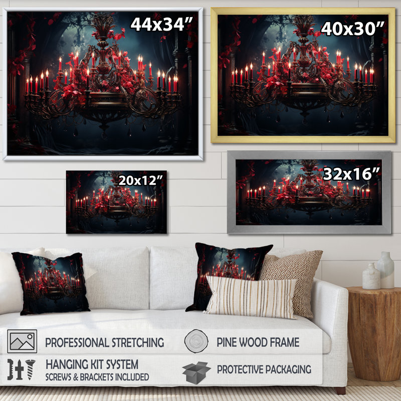 Lustre rouge gothique Grace - art mural lustre, Toile tendue, H 30 po x l 40 po x P 1,5 po