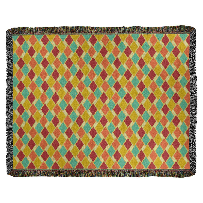 Couverture en coton Katelyn Elizabeth, l 50 po x L 60 po, Jaune et orange