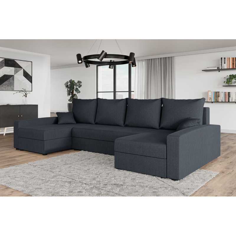 Baudelia 5 Seater Corner Sectional, Black - Cord205.05