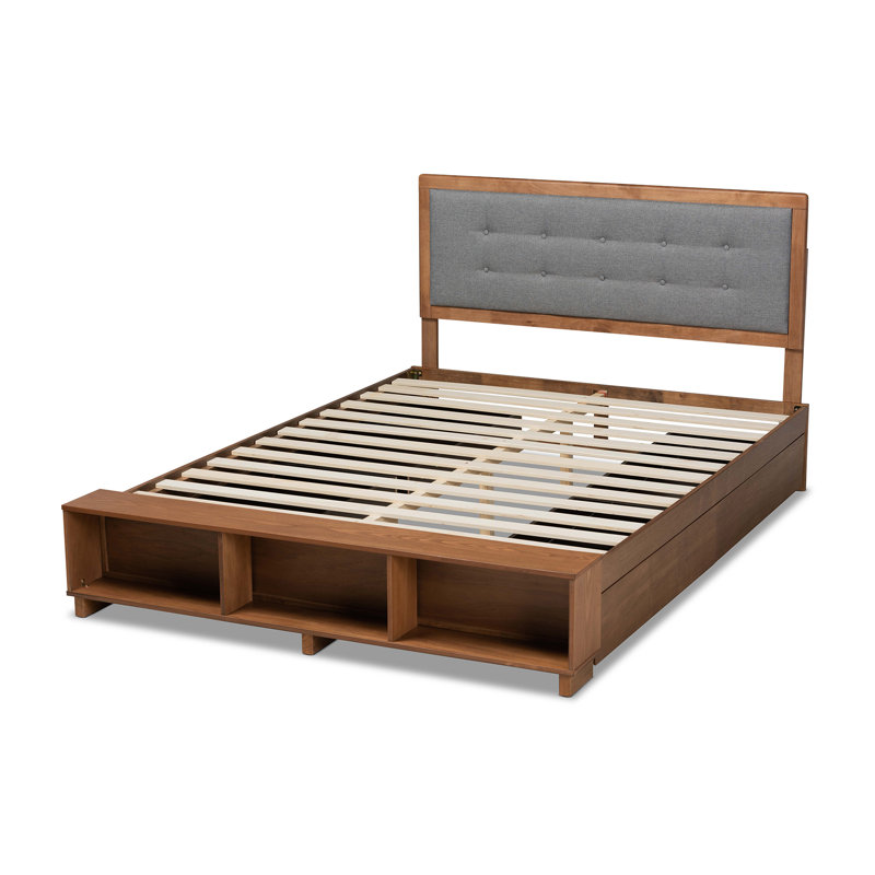 Antwan Upholstered Platform Bed, King, Brown/Dark Gray