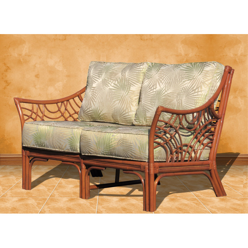 Rainey Upholstered 56.5'' Loveseat, Brown, Green/Blue/Pink 100% Polyester