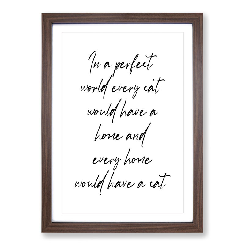 Cat - Picture Frame Typography, 65cm H x 48cm W x 2cm D, Walnut Framed