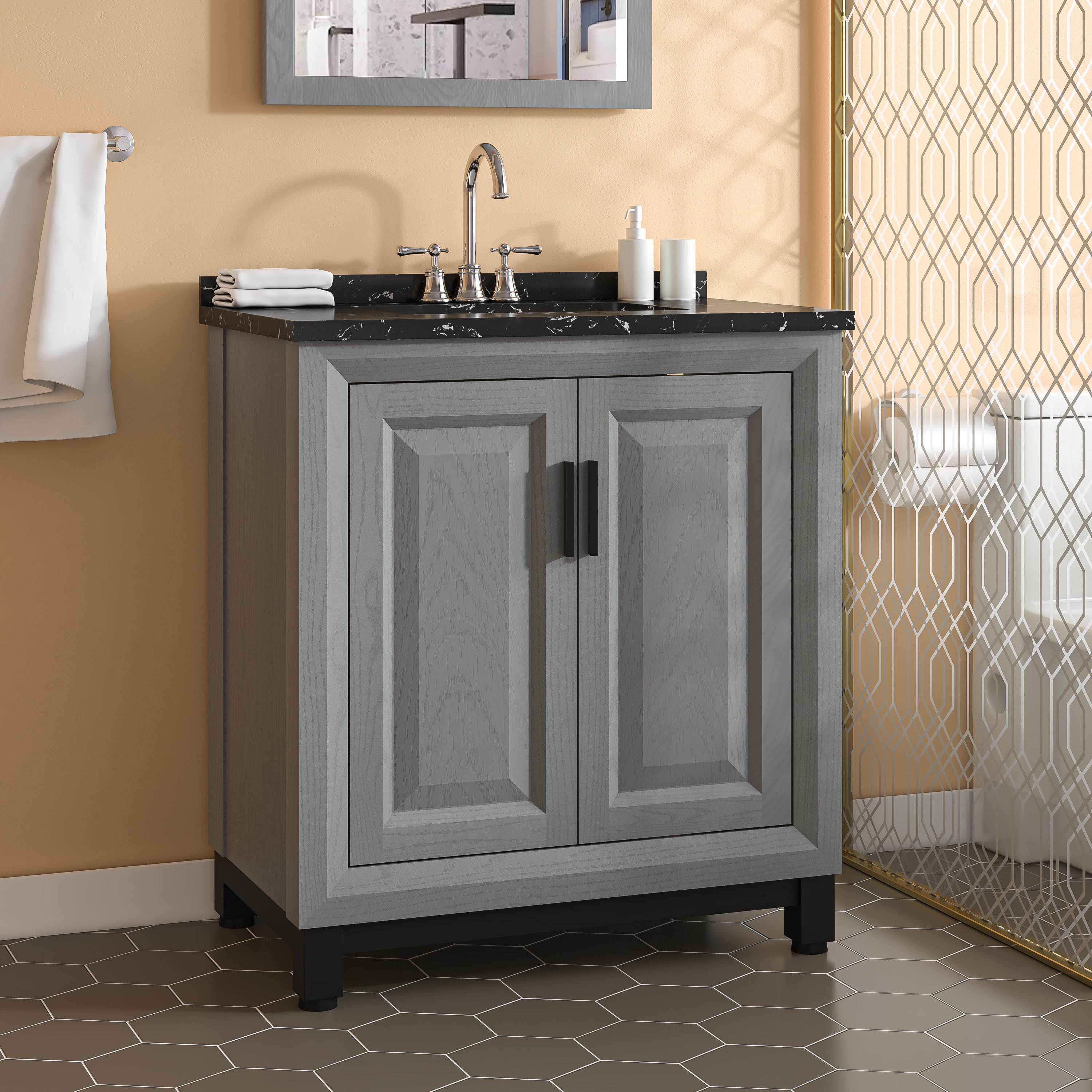 Ronning 30 Bathroom Vanity with Single Sink-Combination Under Counter Sink and Storage Cabinet Vanity Winston Porter Base Finish: White