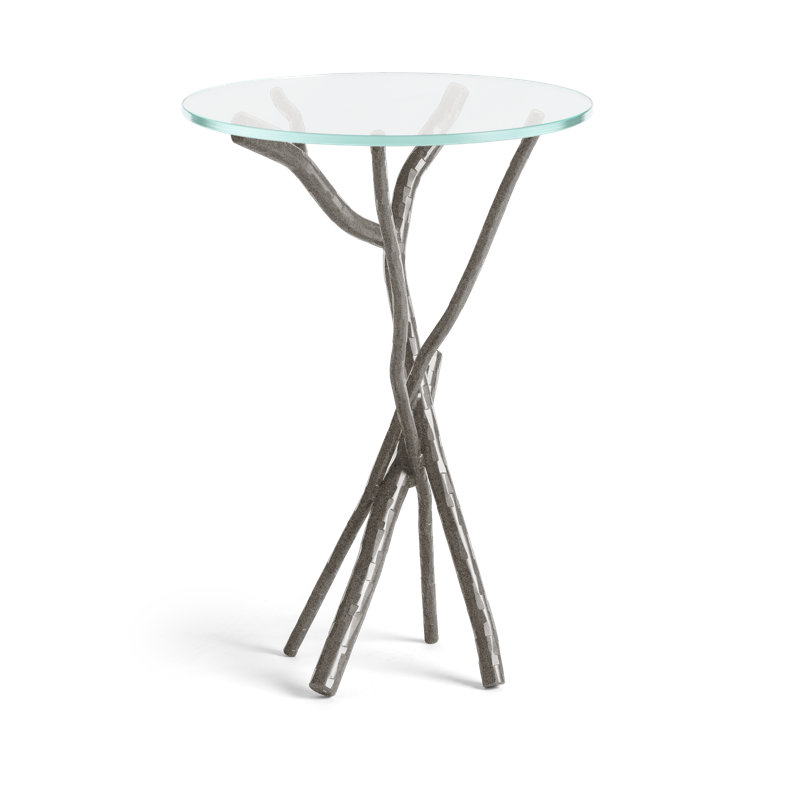 Brindille Glass Top Accent Table, Natural Iron