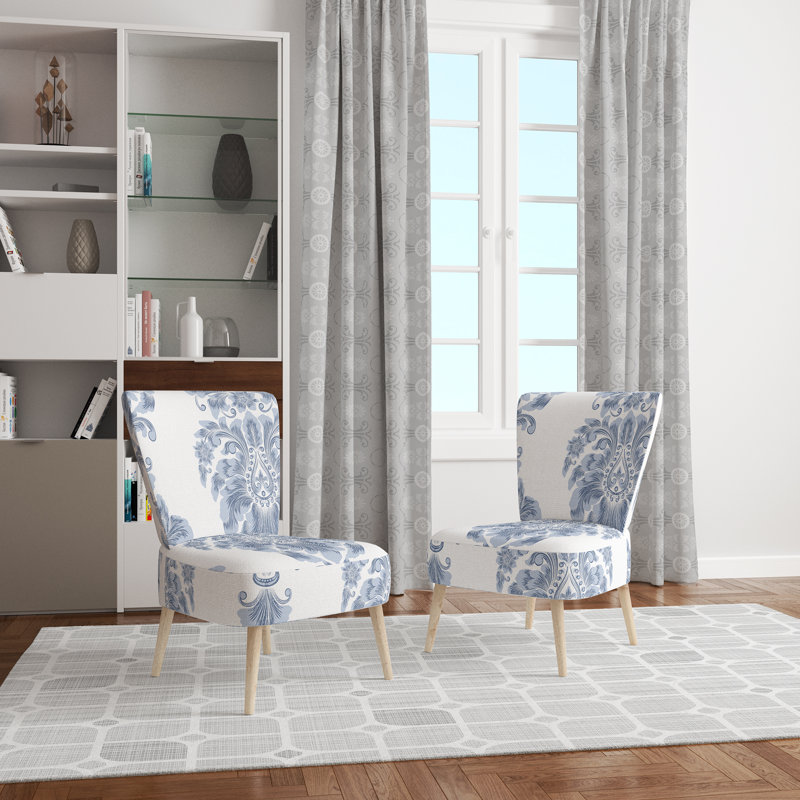 Chaise d'appoint rembourrée Blue Damask