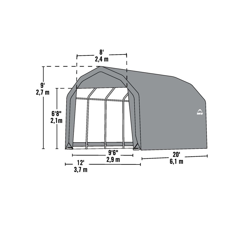 12' W x 20' D Garage, 108" H, Green