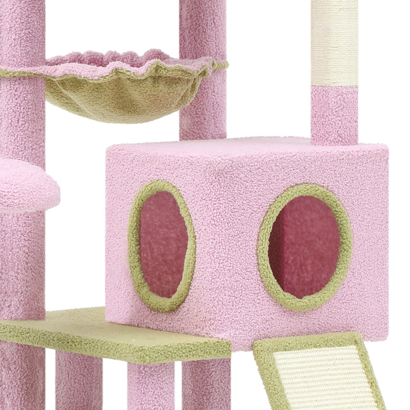Arbre à chat 61 po pour grands chats - Tour pour chat d'intérieur avec condo, brosse de toilettage et poteaux à griffer en sisal