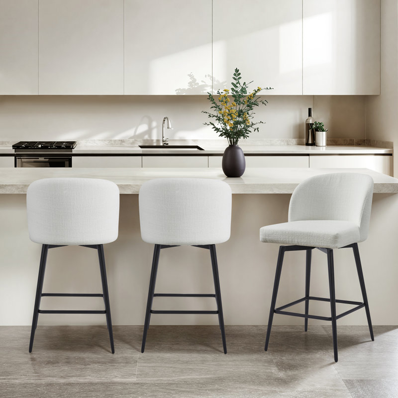 Tabouret de bar et de bar Benedit, Tabouret de comptoir (siège d'une hauteur de 27 p, Blanc, 3