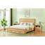 Très grand lit avec tête de lit géométrique 3D et banc de rangement - rangement à 4 tiroirs, mobilier de chambre moderne, chêne.-1686059964-1686059955