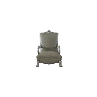 34" Bone Faux Leather Arm Chair