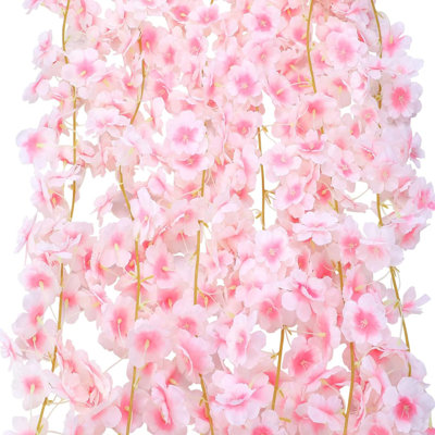 10 Pack 59 Artificial Cherry Blossom Vines Cherry Blossom Flower Garland Hanging Silk Cute Room Decor for Japanese Kawaii Bedroom Party Wedding Spring Home Decorations，5.9Ft/Piece