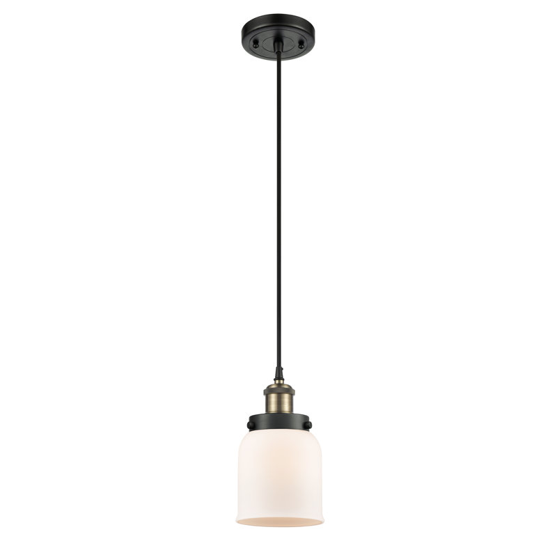 Mini luminaire suspendu à cordon 5 lumières Ballston Urban Bell, Blanc mat, Noir/laiton