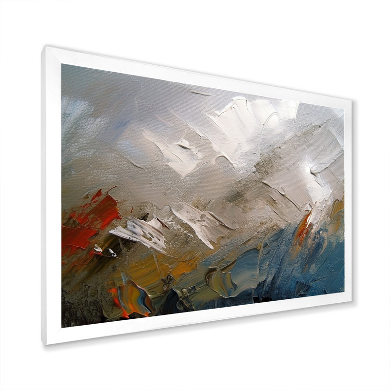 Blue Nova Evening Nostalgia, peinture abstraite - peinture murale abstraite, H 34 po x l 44 po x P 1,5 po, Cadre simple blanc