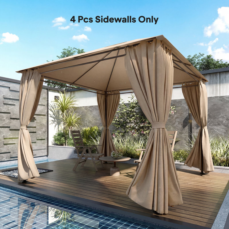 Outsunny Polyester Side Wall for Gazebo, Canopy, Khaki