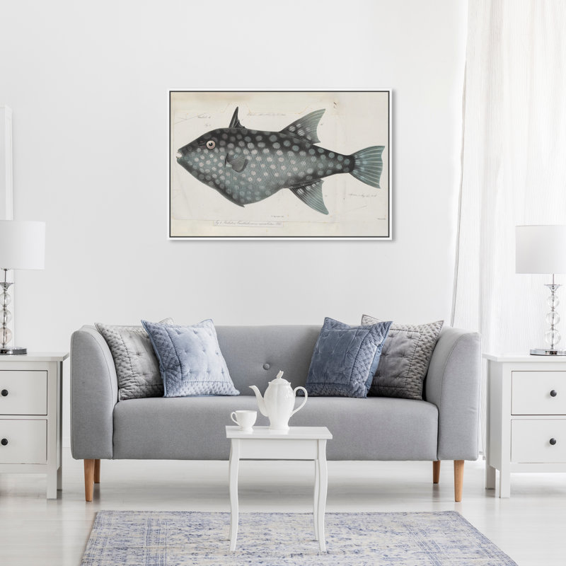" Triggerfish " Painting Print, 20" H x 30" W, White Framed