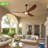 Wrought Studio™ 52'' 3-Blade Ceiling Fan – Light & Remote, High CFM Quiet DC Motor, Solid Wood Walnut Propeller Ceiling Fans, Indoor/Outdoor/Patio (Coastal/Farmhouse)-297497236