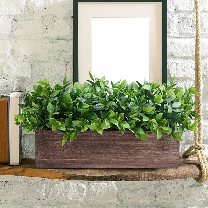 Centre de table rectangulaire en bois de buis artificiel 14 po 14 po