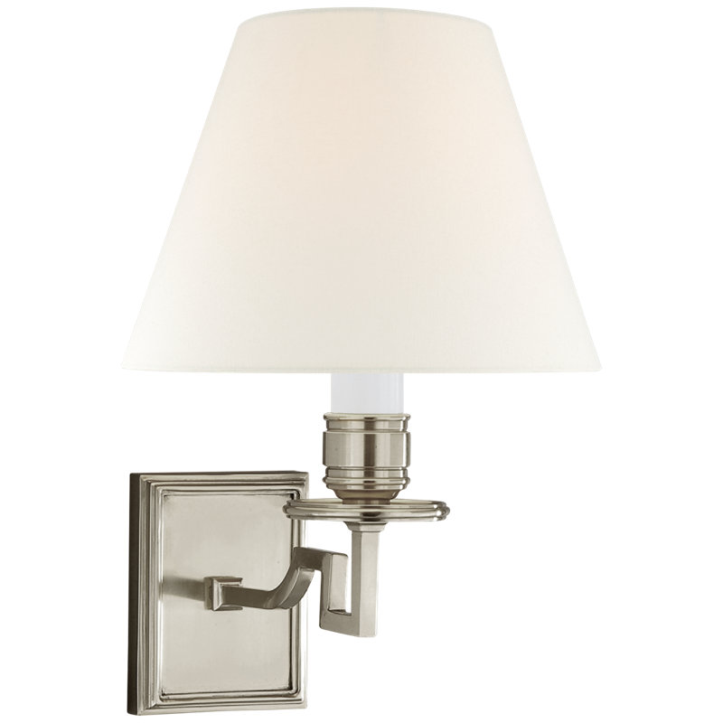 Alexa Hampton Dean Single Arm Sconce, Brushed Nickel, Fabric