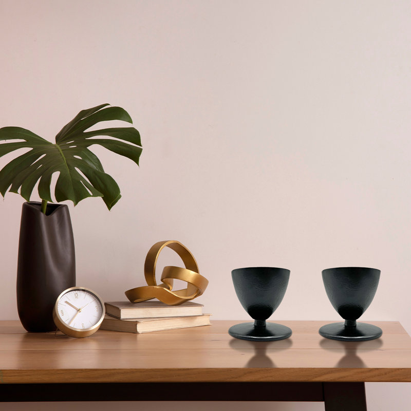 Chandelle conique en aluminium, H 4 po x l 4 po x P 4 po, Noir