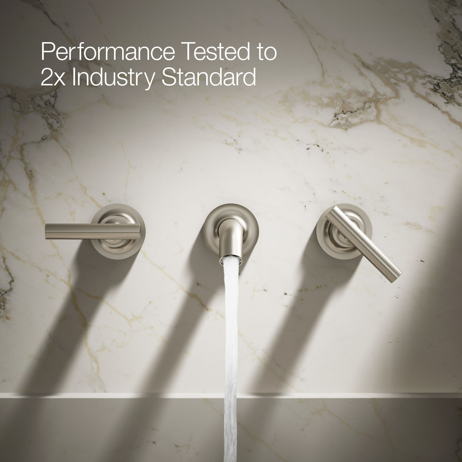 Purist Wall-Mounted Bathroom Faucet, Vibrant Brushed Nickel, Lever Handle