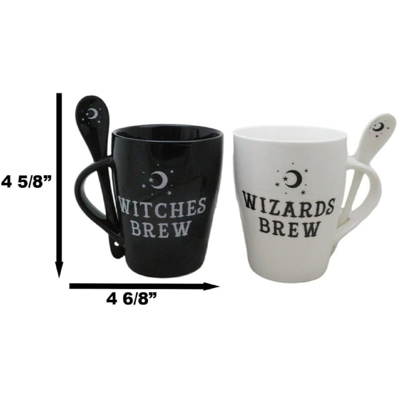 Ensemble de 2 tasses et cuillères Wicca Moons