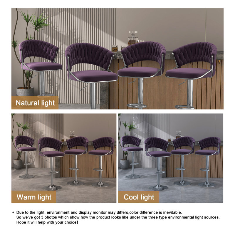 Tabouret de bar Christal, Mauve, Argent argent