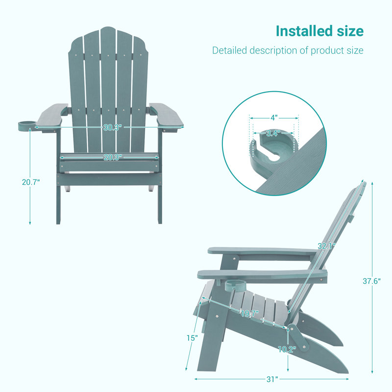 Chaise Adirondack pliable Luna, Bleu clair