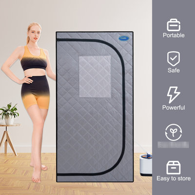 Tente de spa portative à vapeur grise Mini Plus avec générateur et télécommande. Facile à assembler. Chauffez rapidement. . Imperméable et isolant. Chaise. 360 Flow. Système. Rehausser la peau, lueur générique, siège pliable. Simple