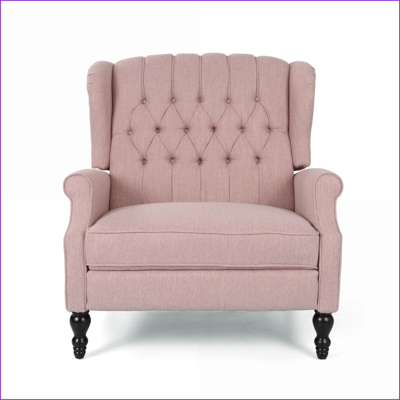 Fauteuil inclinable surdimensionné inclinable avec garniture cloutée | Tissu rosé