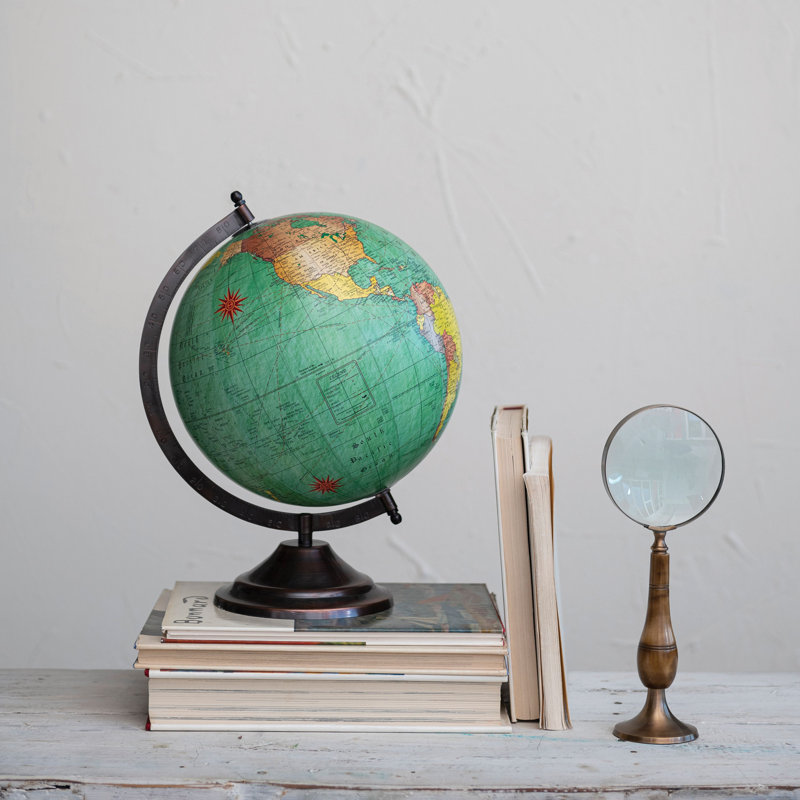  Vintage Brass and Bone Magnifying Glass Sculpture