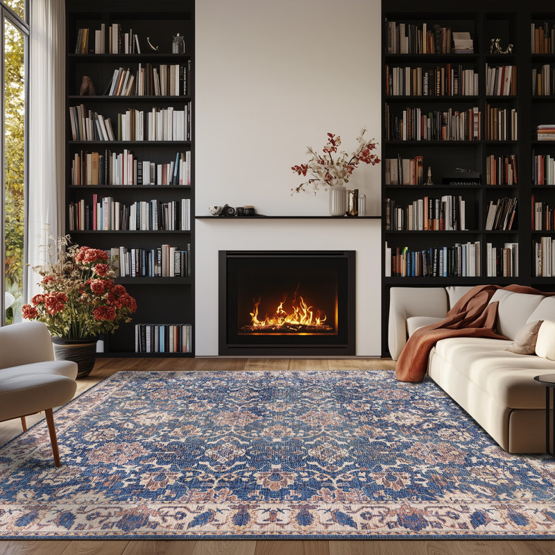 Zehorit Machine Washable Vintage Area Rug For Living Room, Hallway Runner, Entryway Rug, Rectangle 8' x 10'