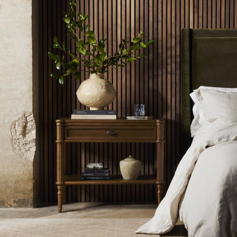 Toulouse 1 - Drawer Solid Wood Nightstand, Distressed Black