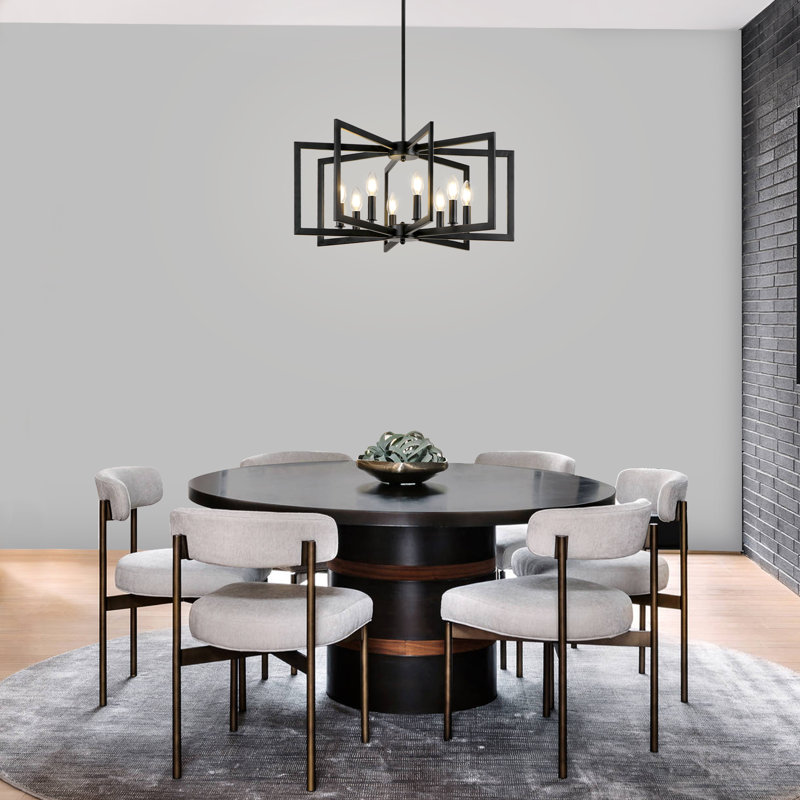 Barines 8-Light Modern Industrial Geometric Farmhouse Chandelier, Black