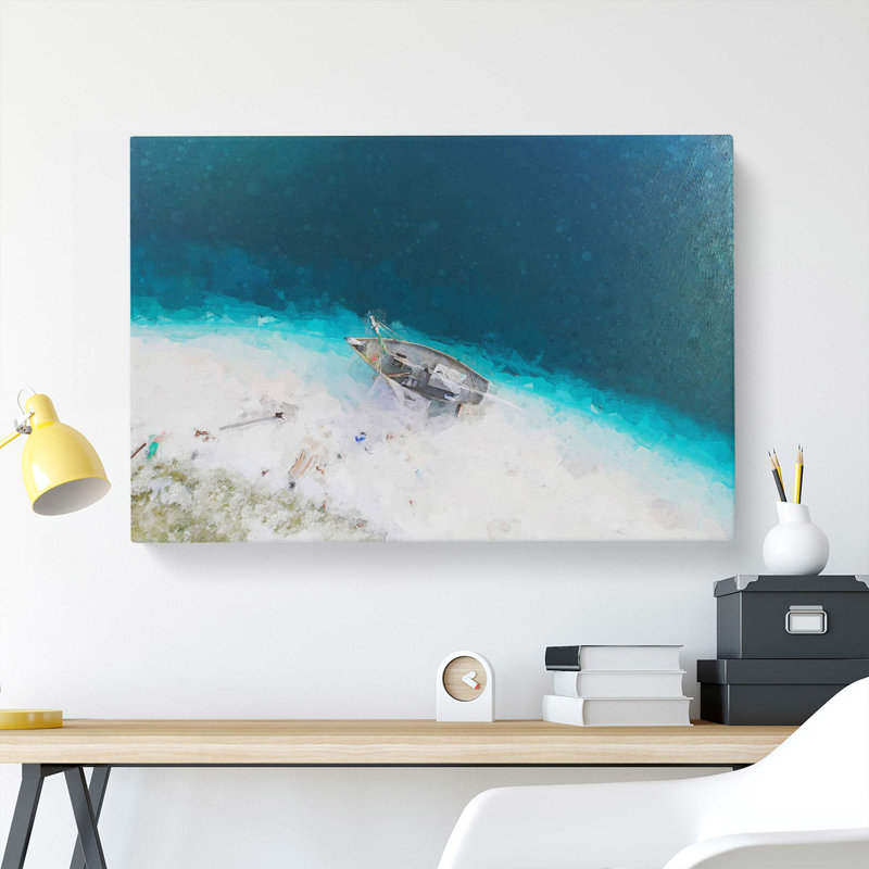 Stranded Ship On A Beach In Haiti by Ohara Koson - Wrapped Canvas Painting, 60cm H x 91cm W x 3cm D
