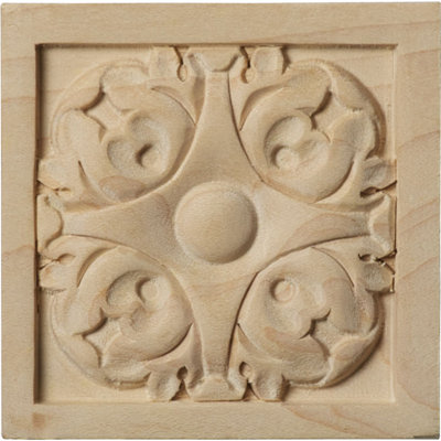 Rosette à feuilles carrées, bois d'hévéa