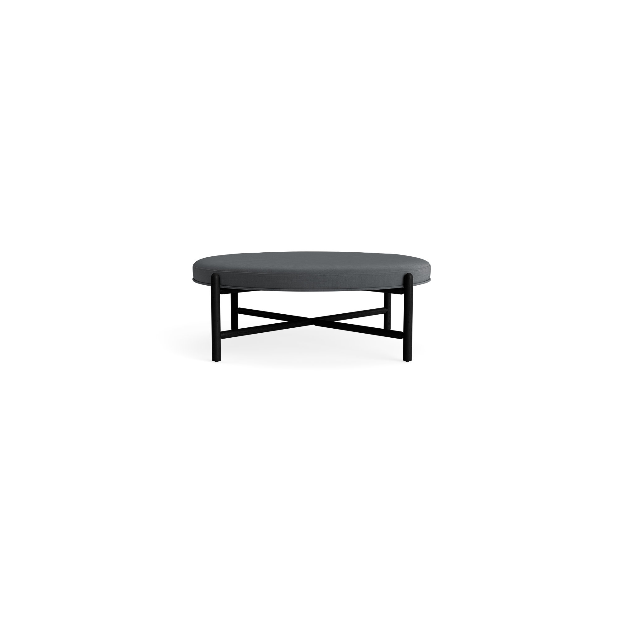 Vane 48" Round Ottoman, Black, Charcoal