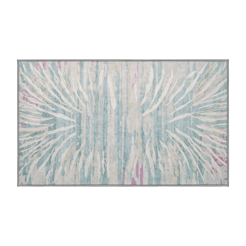 Machine Washable Gray Area Rug, Rectangle 7' x 10'