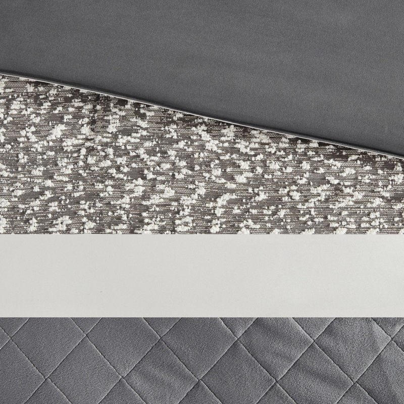 5 édredon rayé texturé, double / grand, facile à entretenir, literie 5 pièces pour lit double / grand, rayé, comprend des coussins décoratifs