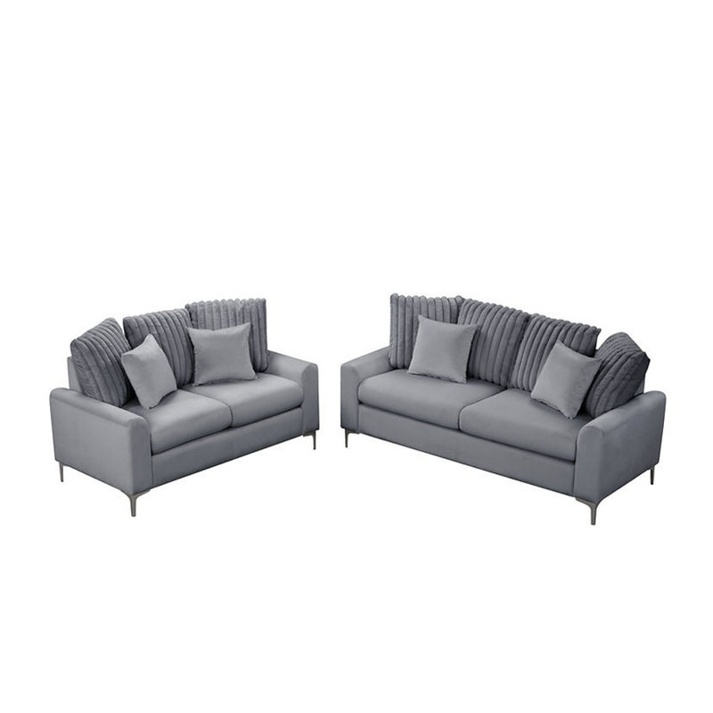 S150 Elina (Black) Sofa and Loveseat, Grey