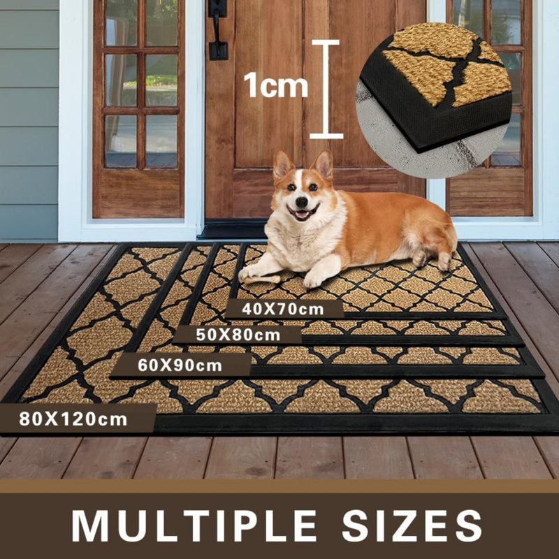 Non-Slip Geometric Shapes Doormat, Black