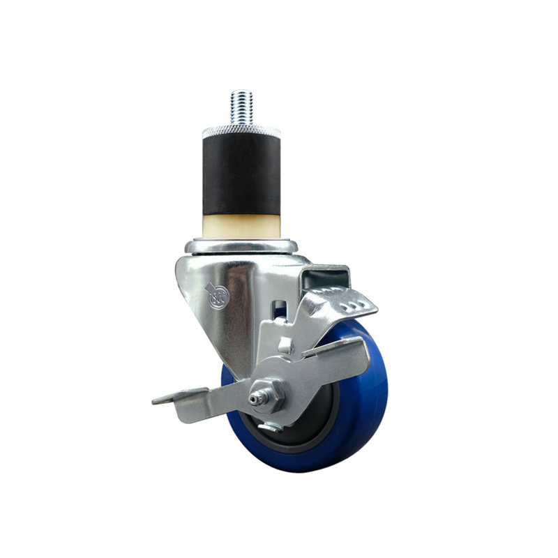 Roulettes pivotantes extensibles en polyuréthane pivotant de 3 pouces de 1 7/8 po avec frein SCC
