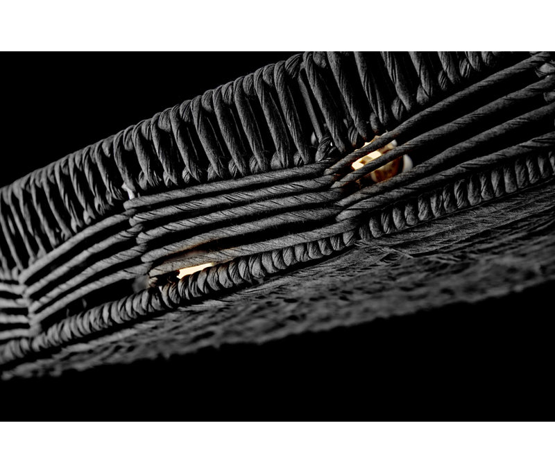 Ophelia Modern Black Rattan 6-Light LED Drum Pendant