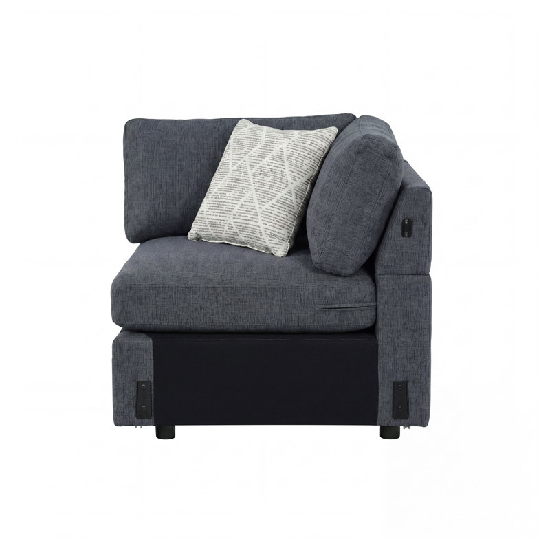 Siège de coin gris anthracite avec 1 oreiller, Gris