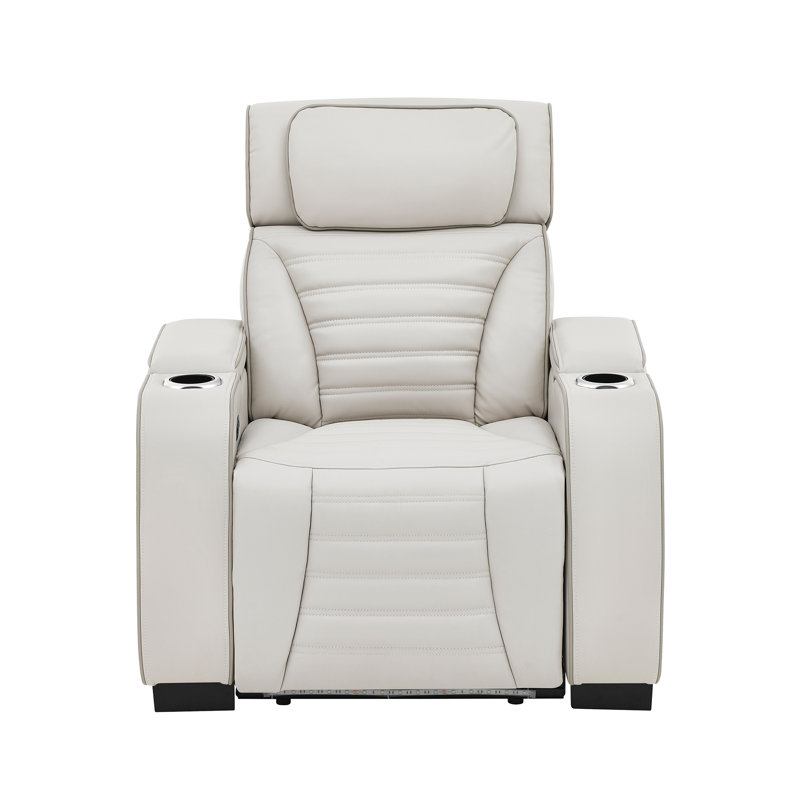 Fauteuil inclinable électrique de 38,25 po en cuir respirant avec accoudoirs carrés avec accoudoirs de rangement et appui-tête électrique